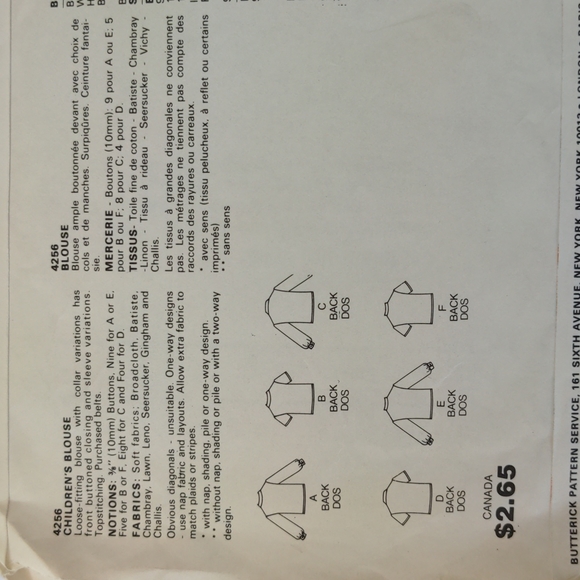 Butterick 4256 vintage tops sewing pattern - Picture 3 of 8